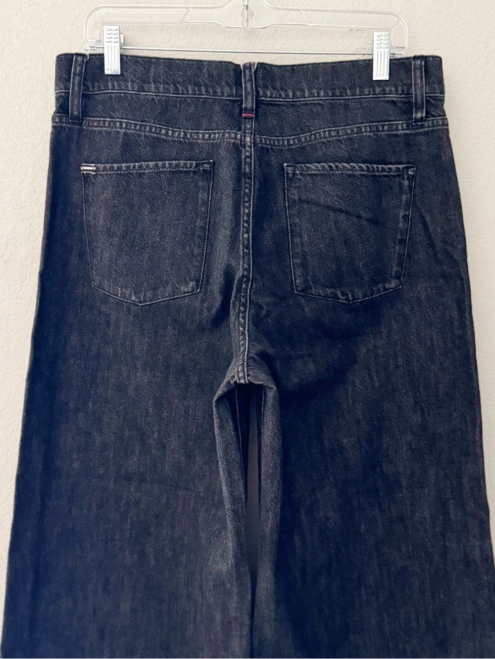 Alice + Olivia Trish Low Rise Baggy Wide Leg Jeans 32 Black Dark Denim Slouchy - Picture 10 of 12